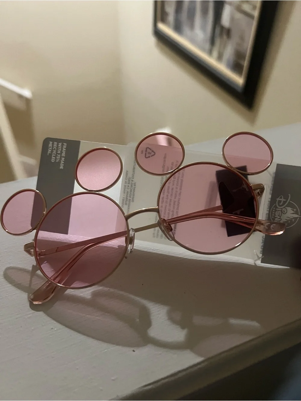 Disney Kids Pink Round Sunglasses with Ear Accents